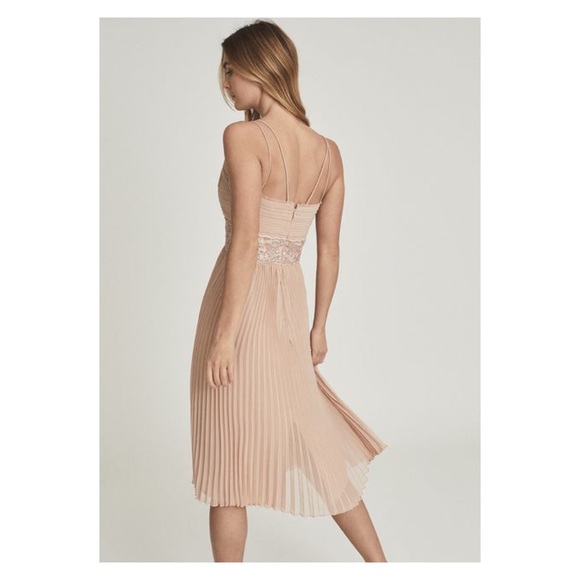 New! REISS London Emma Lace Pleated Fit & Flare Midi Dress - Picture 5 of 10